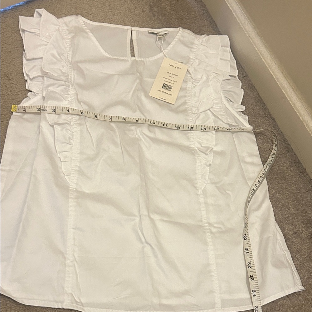 Tyler Boe White Ruffle Sleeve Top